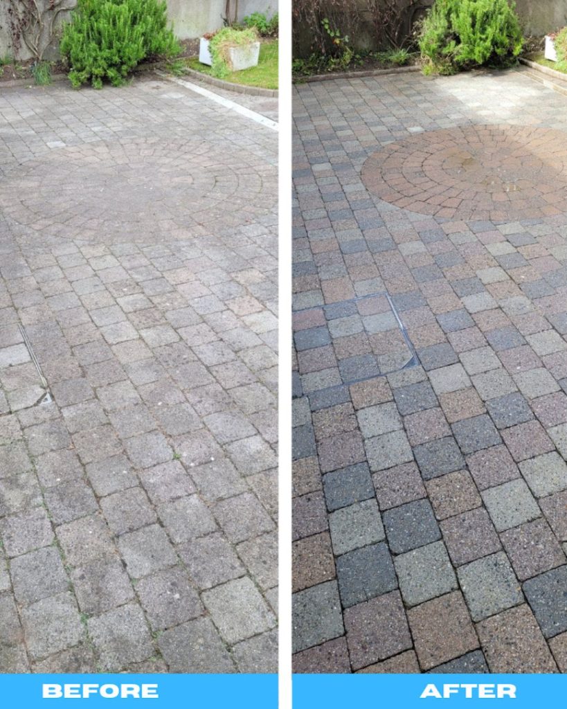 Before and after power washing