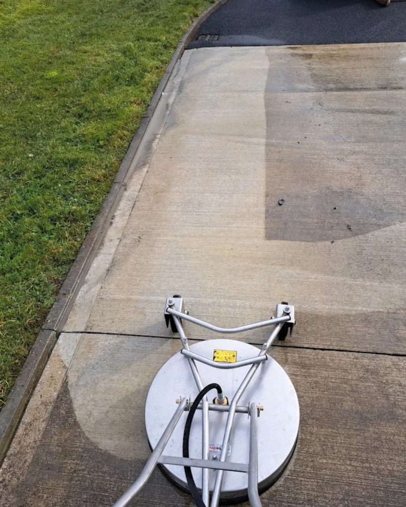 Concrete Driveway Cleaned With Flat Surface Cleaner